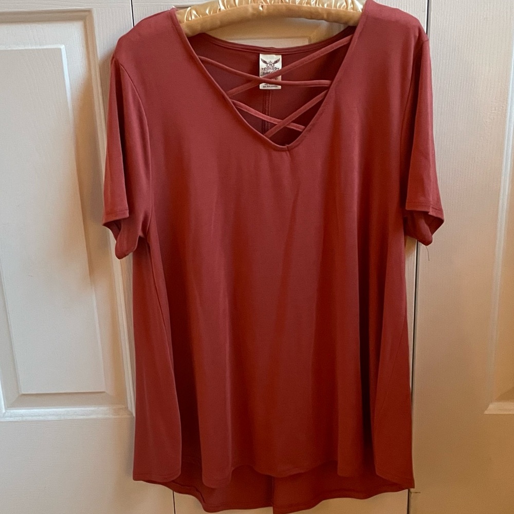 Salmon Colored Crossed Chest Shirt